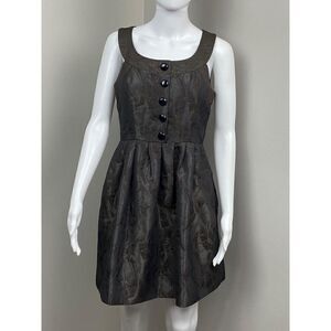 BCBGeneration Embossed Sleeveless Jacquard Dress w/ Pockets Womens 8 Brown BR055